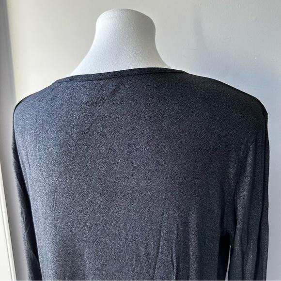 Belle Gray by Lisa Rinna Black/Gray Sparkle Long Sleeve Top Front Pocket Small - Picture 4 of 7